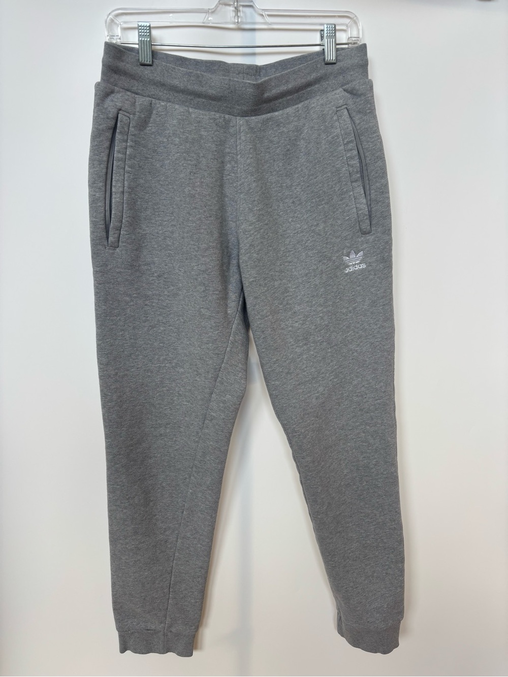 Adidas Men's Zip Pocket Gray Jogger Sweatpants, Medium